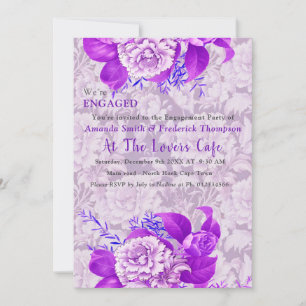 White / violet Rose Flowers design Invitation