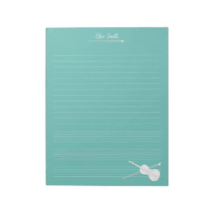 White Violin & Bow Personalized Music Class Aqua Notepad