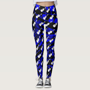WHITE VIOLIN ON NAVY MUSICNOTES LEGGINGS