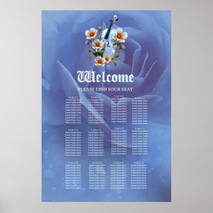 White Violin with Flowers – Elegant Music & Nature Poster