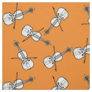 White Violins Fabric