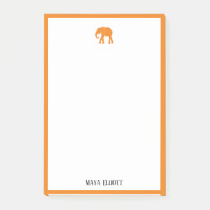 White w/ Bright Orange Elephant & Border + Name Post-it Notes