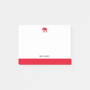 White w/ Bright Red Elephant & Border & Name Post-it Notes