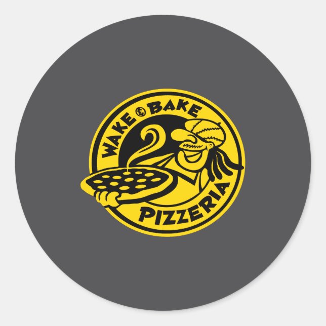 White Wake Bake Zza Logo  Classic Round Sticker (Front)