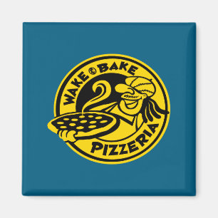 White Wake Bake Zza Logo  Magnet