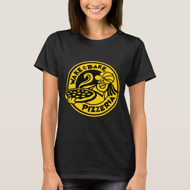 White Wake Bake Zza Logo  T-Shirt (Front)