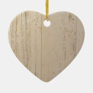 White Washed Textured Wood Grain Ceramic Ornament