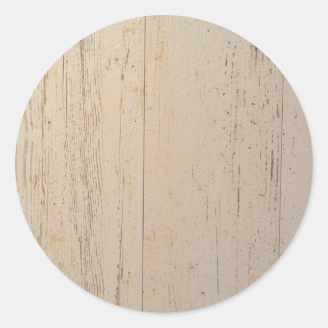 White Washed Textured Wood Grain Classic Round Sticker (Front)