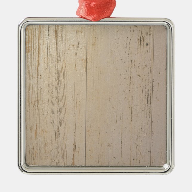 White Washed Textured Wood Grain Metal Ornament (Front)