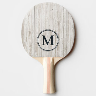 White Washed Wood Monogram Ping Pong Paddle