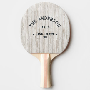 White Washed Wood Vintage Seaside Family Name Ping Pong Paddle