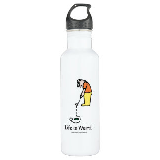 White water bottle with golfer illustration