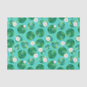 White Water Lily Flowers & Lily Pad Pattern Tissue Paper