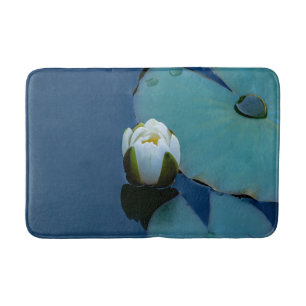 White water lily in the pond, nature photography  bath mat