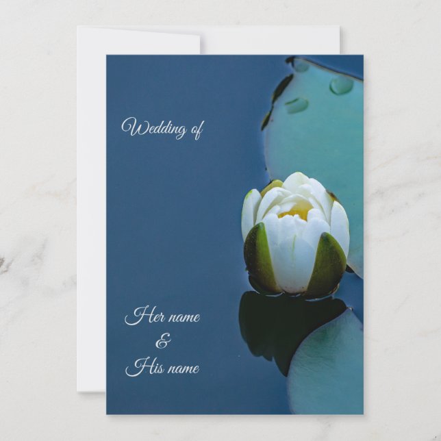 White water lily in the pond, nature photography  invitation (Front)