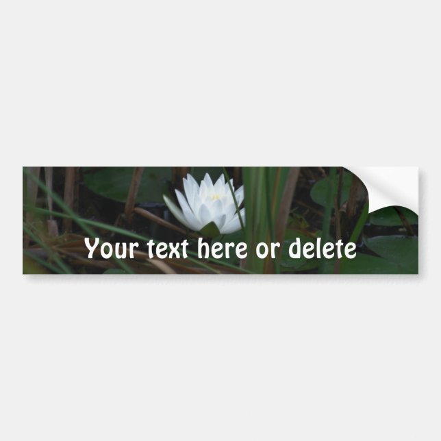White Water Lily Lotus Flower Personalized Bumper Sticker (Front)
