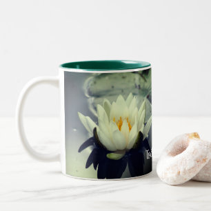 White Water Lily Lotus Personalized     Two-Tone Coffee Mug