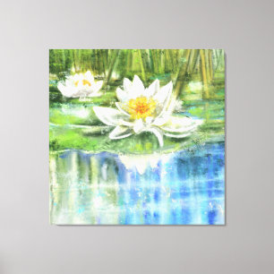 White Water Lily Nymphaea alba - Original Painting Canvas Print
