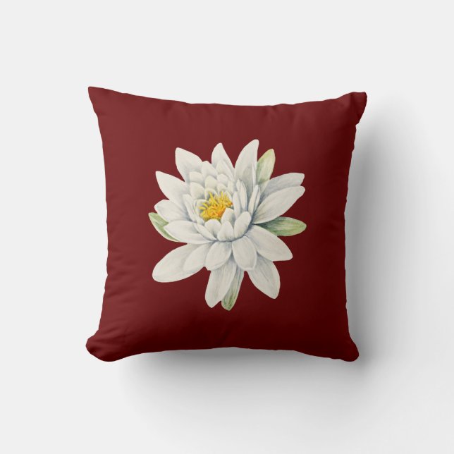 White water lily throw pillow (Front)