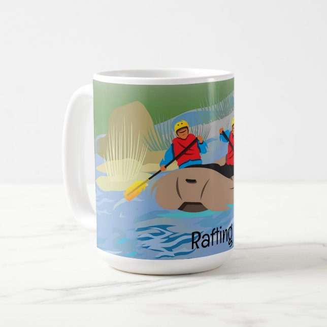 White Water River Rafting Design Coffee Mug (Front Left)
