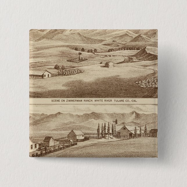 White Water, Saucelito ranches 2 Inch Square Button (Front)