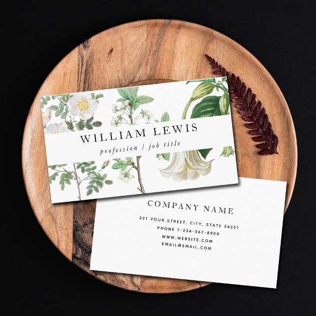 White Watercolor Floral & Greenery Professional Business Card (Creator Uploaded)