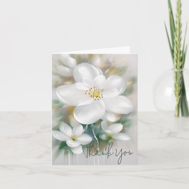 White watercolor flowers customizable card (Front)