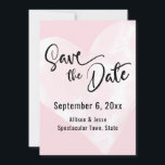 White Watercolor Heart on Pink Save the Date Card<br><div class="desc">In this unique, artistic wedding-themed design I've used an elegant, modern calligraphy font to create a graphic typography overlay reading ""Save the Date". Behind the text I've placed a white watercolor heart distressed in an artistic way such that your chosen background color peeks through; I've used pastel pink in this...</div>