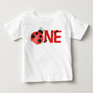 White Watercolor Ladybug ONE 1st Birthday T-Shirt