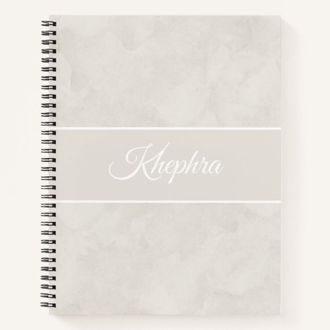 White Watercolor Monogram Name Notebook (Front)