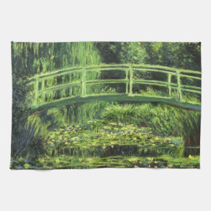 White Waterlilies by Claude Monet, Vintage Art Kitchen Towel