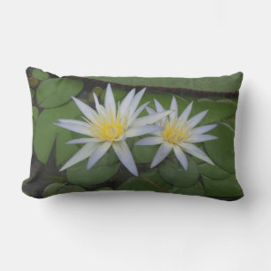 White Waterlilies Lumbar Pillow