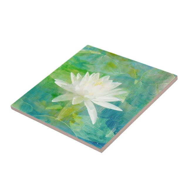 White Waterlily Blossom Tile (Side)