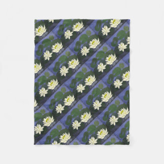 White Waterlily Flowers, Acrylic painting Fleece Blanket