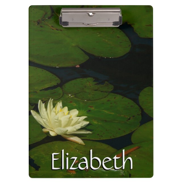 White Waterlily I Peaceful Floral Photography Clipboard (Front)