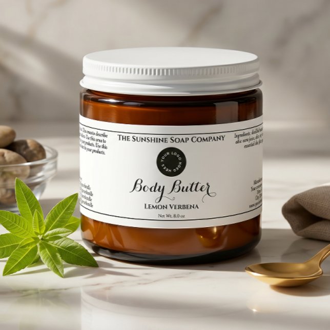 White Waterproof Cosmetics Jar Label with Logo (Creator Uploaded)