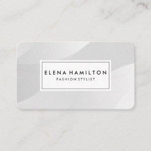 White Wave Lines Pattern Business Card