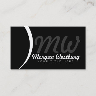 White Wave Professional Monogram Business Cards