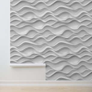 White Waves 3-D look Wallpaper