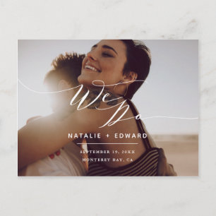 White we do script elegant wedding photo postcard
