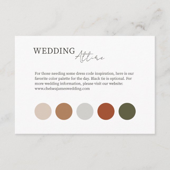 White | Wedding Attire Dress Code Enclosure Card (Front)