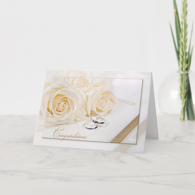 White Wedding Bible Card (Front)
