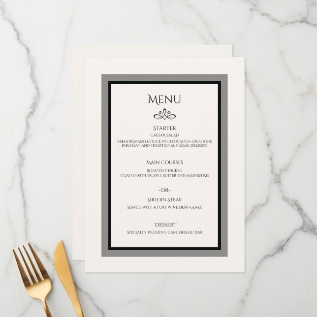 White wedding customizable flat menu (Front/Back In Situ)