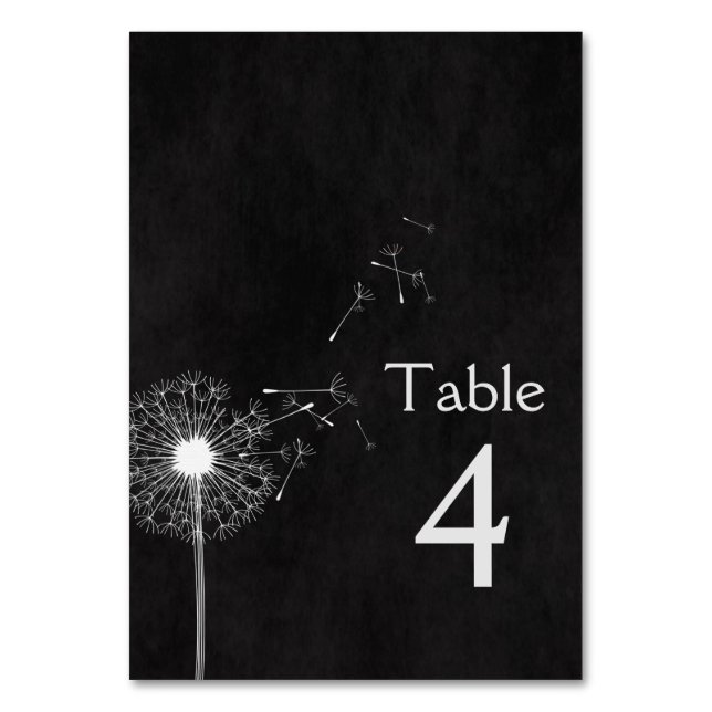 White Wedding Dandelion  Table Number (Front)
