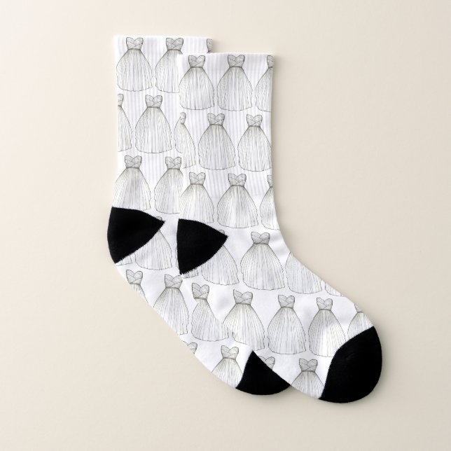 White Wedding Dress Gown Bridal Shower Bride Socks (Pair)