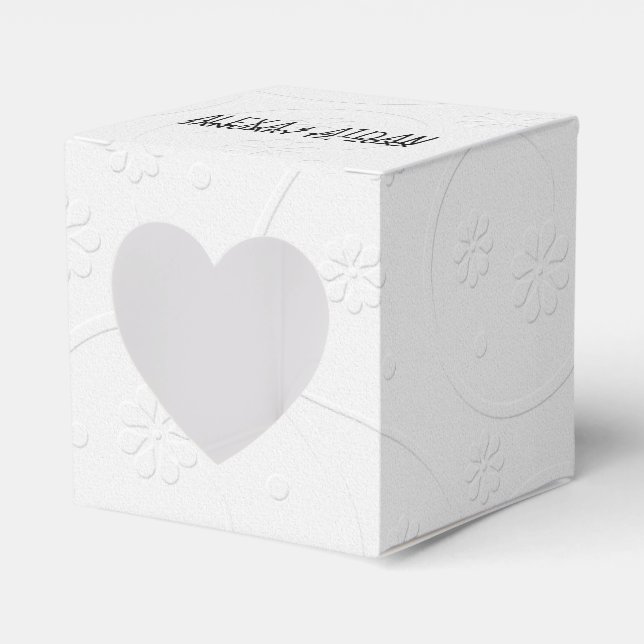 White Wedding Embossed Flowers Favor Box (Front Side)