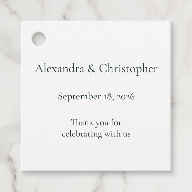 White Wedding Favour Tag (Front)