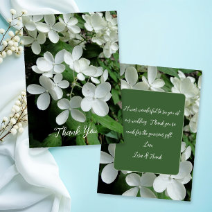 White Wedding Flowers Thank You Message Card