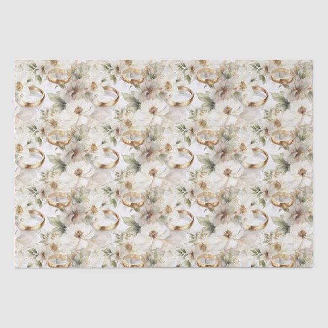 White Wedding Flowers Tissue Paper (Front)