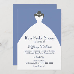 White Wedding Gown Bridal Shower Invitation